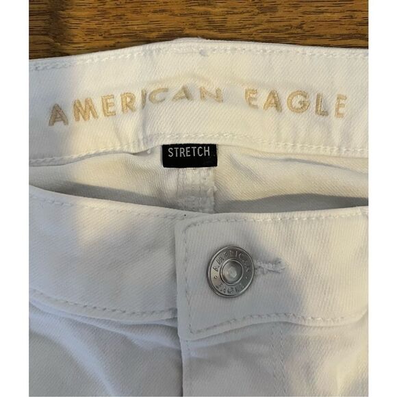 American Eagle Women's 14 Regular Stretch White Flared Leg Wide Jeans Slit - Picture 3 of 9